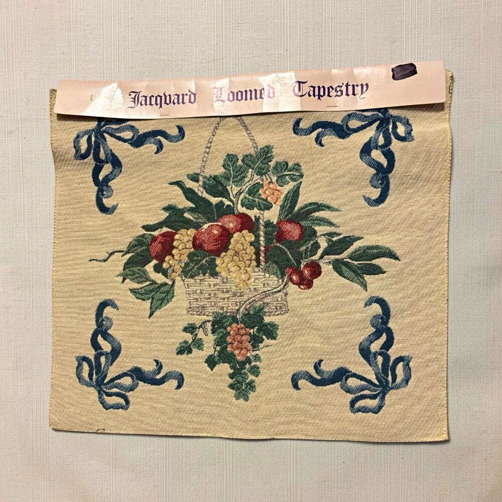 Olde Greensborough Craft Co Fruit Basket Jacquard Tapestry Panel 18x18 NOS 1990s